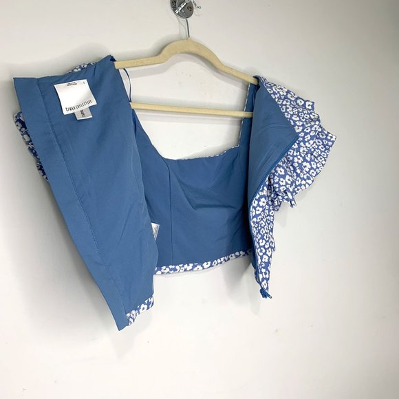 C/MEO COLLECTIVE Heart Of Me Blue Abstract Floral‎ Top Sz S - Picture 7 of 10